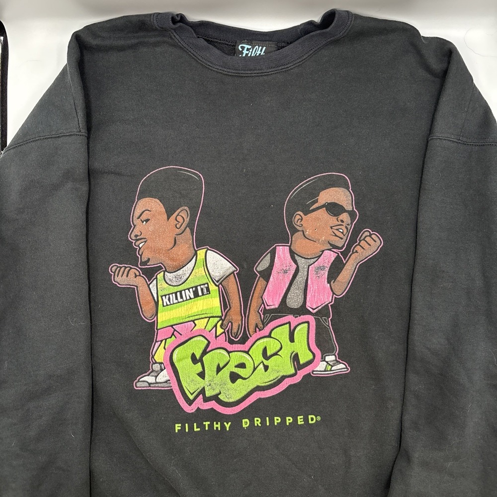 VTG Y2K Will Smith Dj Jazzy Jeff Fresh Prince Crewneck Filthy Dripped 1990's‎ XL